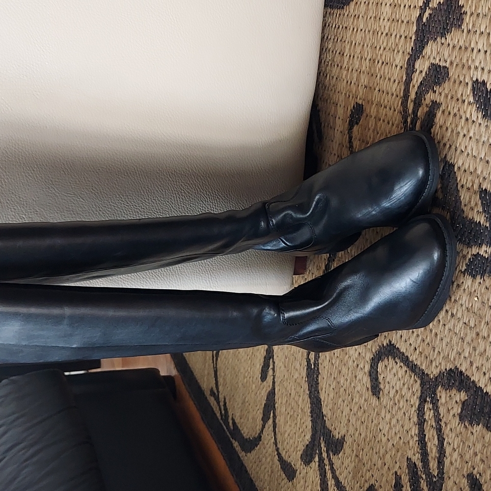 Over the Knee Black Leather Boots